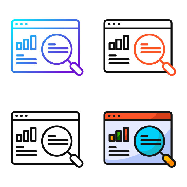 数据研究图标设计中的四种颜色变化图片下载