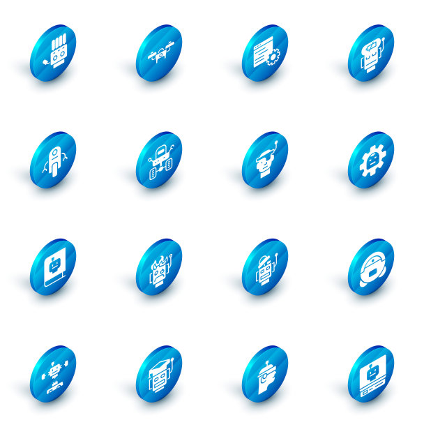 设置无人机，计算机api接口，机器人低电量，用户手册，火星探测器和智能眼镜图标。向量图片下载