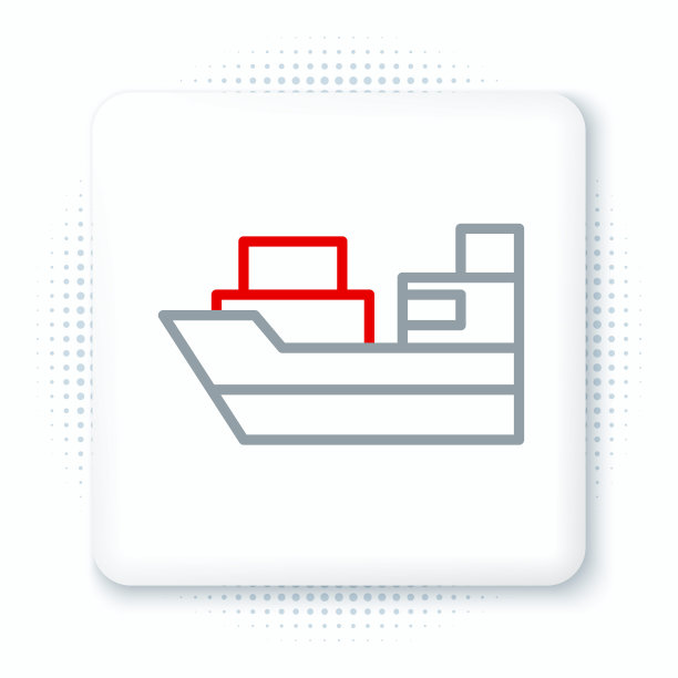 线货船与箱子交付服务图标隔离在白色背景。交货,运输。运送包裹、箱子、货物的货轮。色彩缤纷的轮廓概念。向量图片下载