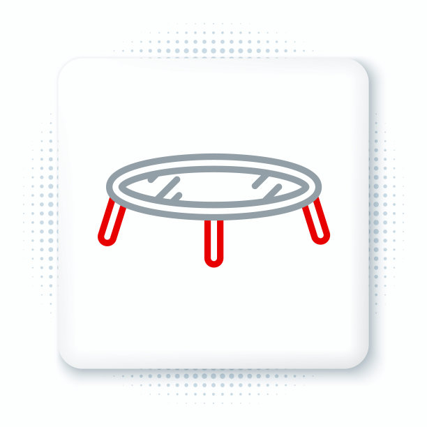 线跳蹦床图标孤立的白色背景。色彩缤纷的轮廓概念。向量图片下载