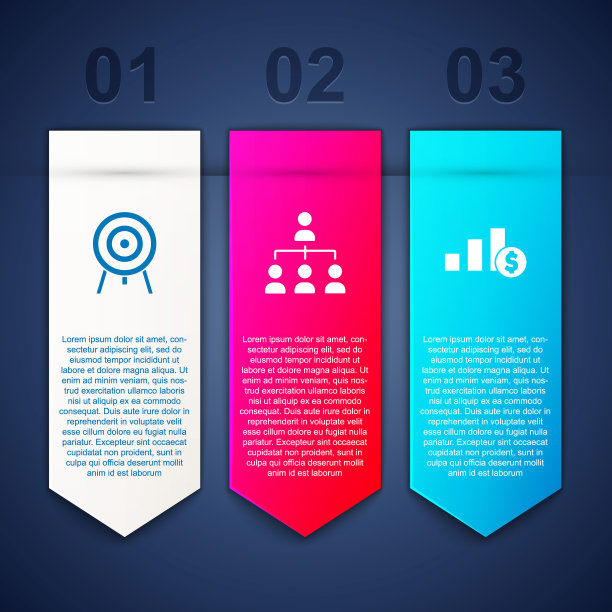 目标、层级组织结构图与饼图和美元商务信息图表矢量素材图片下载