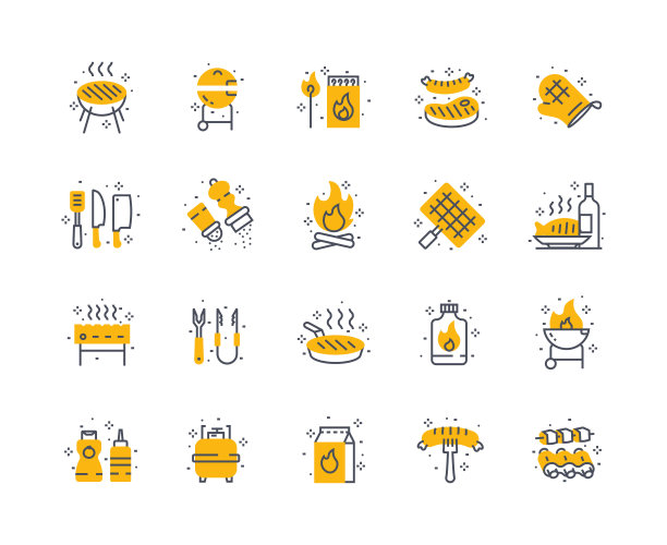 烧烤图标彩色套装图片下载