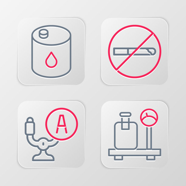 设置线标箱，飞机舵，禁止吸烟和桶油图标。向量图片下载