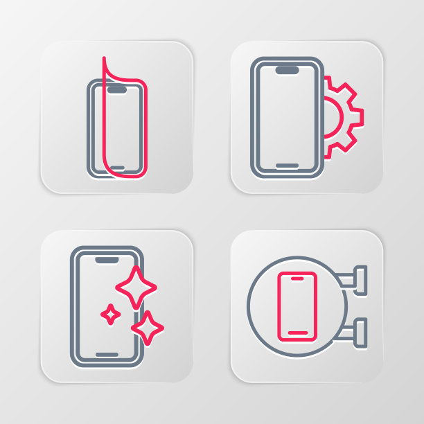 电话维修服务，玻璃屏幕保护，和图标。向量图片下载