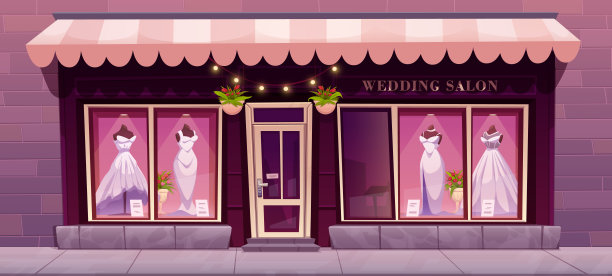 前视图复古婚礼沙龙。婚纱店图片下载