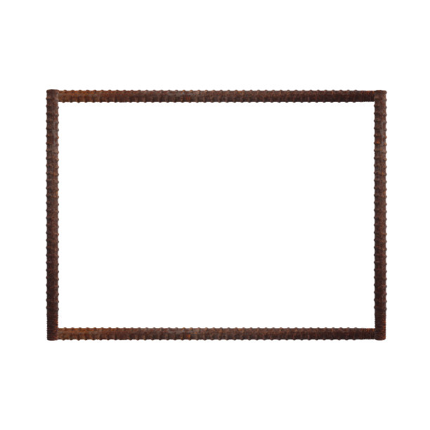 白色背景上的空白生锈钢筋框架的孤立镜头图片下载