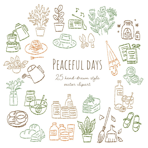 自然插画套装图片下载