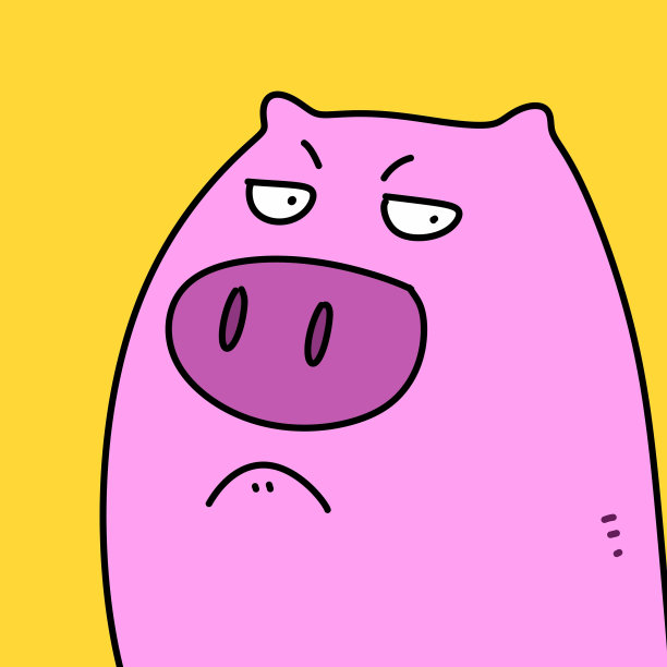 黄色背景上的猪卡通图片下载