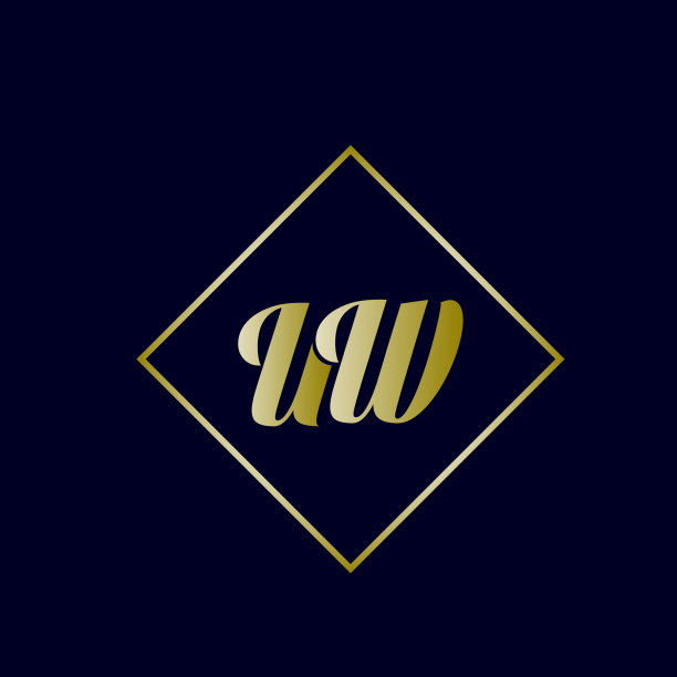 威斯康星大学的字母组合标志。字母u重叠，字母w装饰签名字符。大写的书法字母首字母。图片下载