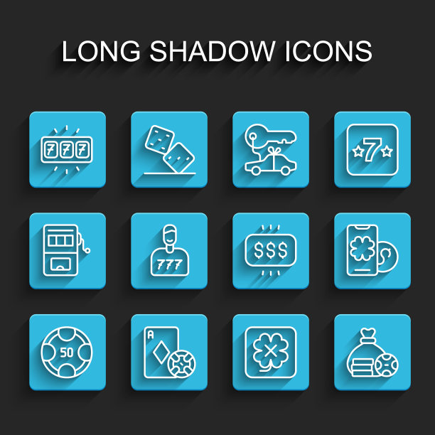 设置线赌场筹码，和打牌，老虎机与累积奖金，插槽，钱袋，幸运的球员，在线扑克桌游戏和奖品赌场图标。向量图片下载