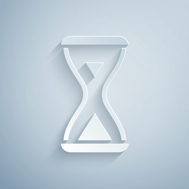 剪纸桑拿沙漏图标孤立的灰色背景。桑拿计时器。纸艺风格。向量图片下载