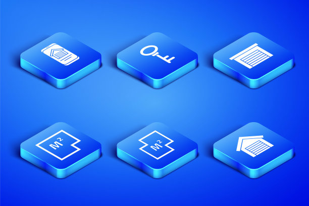 设置车库，在线房地产的房子，房子的计划，关键和图标。向量图片下载