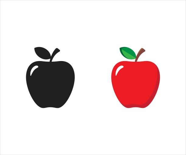苹果图标，苹果-水果符号，水果，健康饮食的标志，矢量插图图片下载