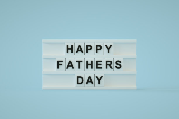 父亲节快乐，蓝色背景，灯箱图片下载