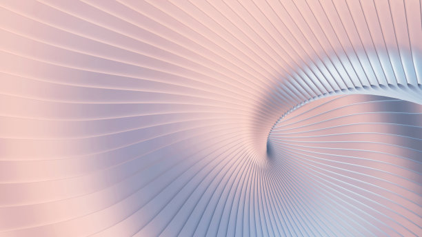 抽象的背景，3d珍珠色波浪条纹图案，有趣的螺旋建筑壁纸，3d渲染插图。图片下载