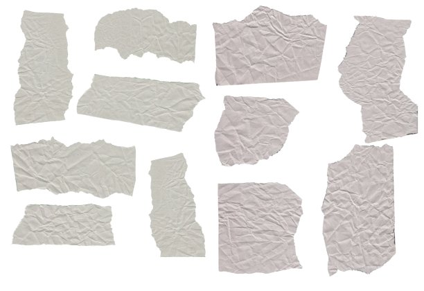 在白色背景上收集撕开的工艺纸。图片下载