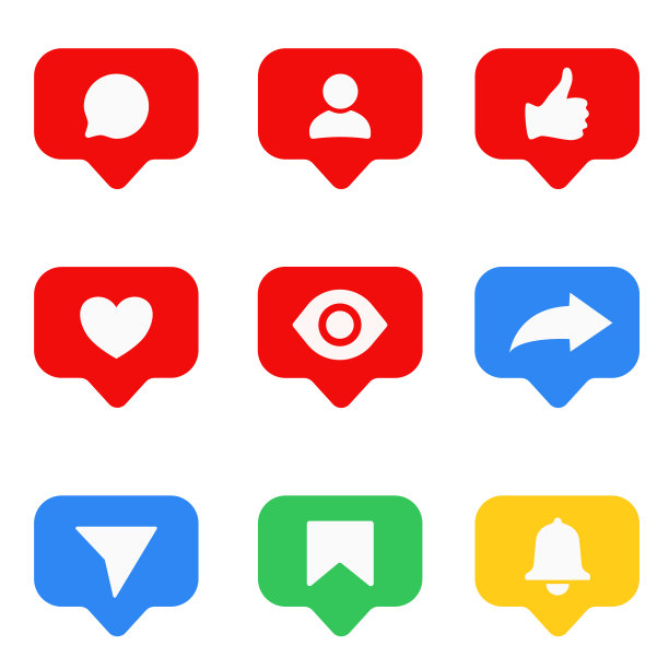 一组社交媒体通知图标。演讲泡沫。矢量图图片下载