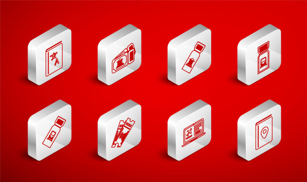 集线封面书旅游指南，博物馆门票，火车，笔记本电脑与，翻译，和图标。向量图片下载