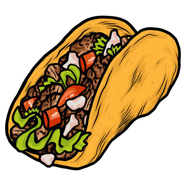 玉米饼Quesabirria墨西哥卷饼食品绘图插图图片下载