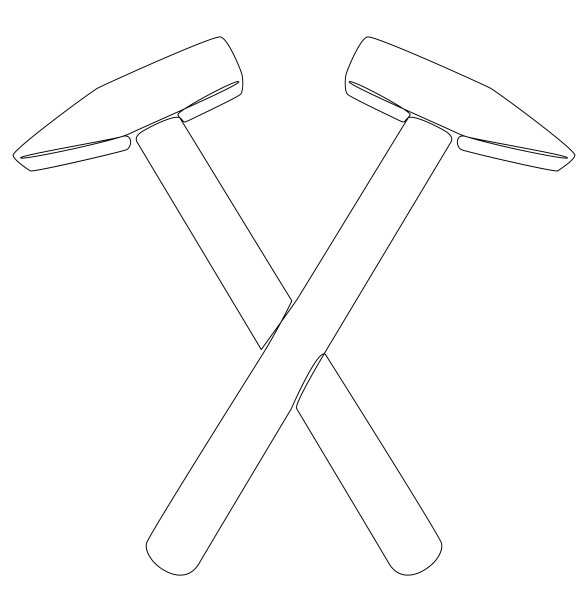 一串连续的锤子。细线插图矢量工作工具的概念。轮廓画创意建筑行业的想法。图片下载