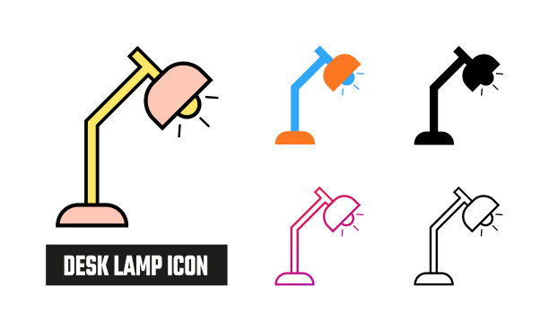 台灯图标集矢量插图图片下载