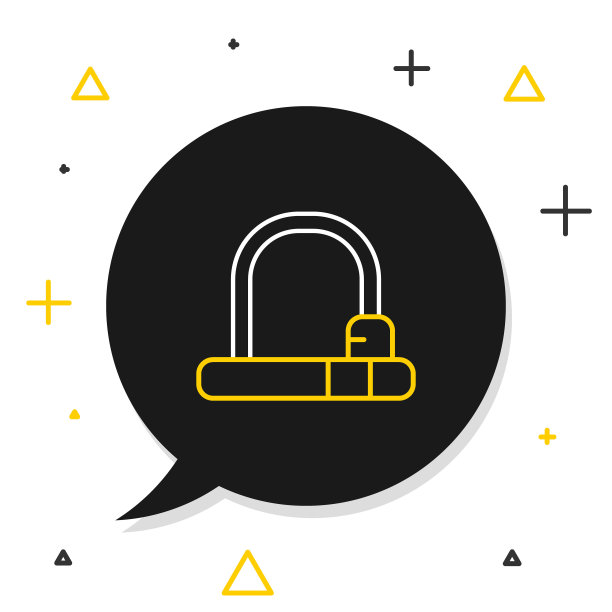 线自行车锁U形工业图标隔离在白色背景。色彩缤纷的轮廓概念。向量图片下载