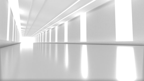 由无机灯照亮的走廊的3D插图图片下载