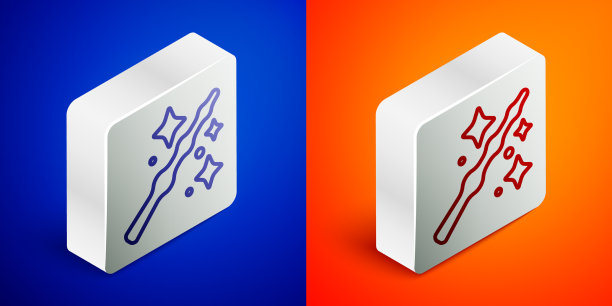 等距线魔术棒图标隔离在蓝色图片下载