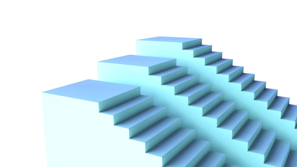 楼梯平台的3D插图。图片下载