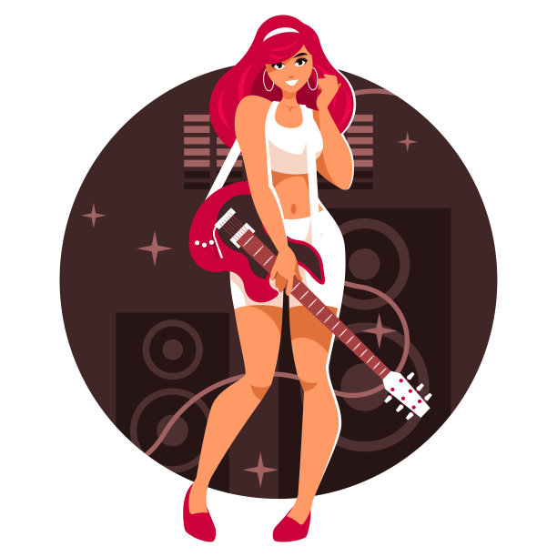 抱着吉他的女孩图片下载