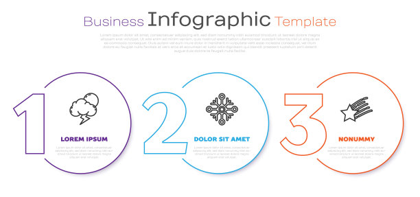 设线风暴，雪花和陨星。业务信息图表模板。向量图片下载