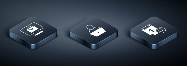 设置等距在线工作，时间管理和自由职业者图标。向量图片下载