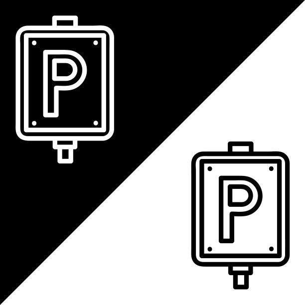 停车矢量图标，轮廓样式，隔离在白色背景上。图片下载