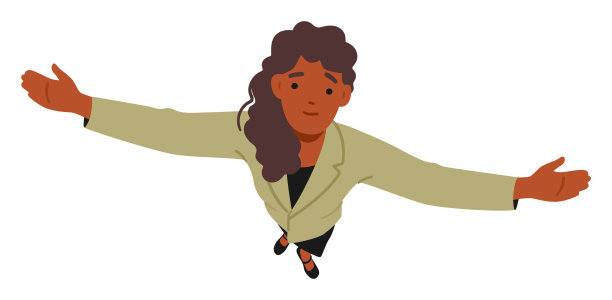 非裔美国妇女张开双臂向上凝视，拥抱广阔的世界，俯视图图片下载