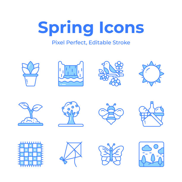 设计精美的春季矢量，农业，园艺和农业图标集图片下载
