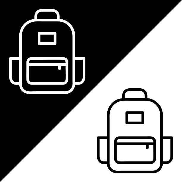 背包矢量图标，轮廓风格，隔离在白色背景上。图片下载