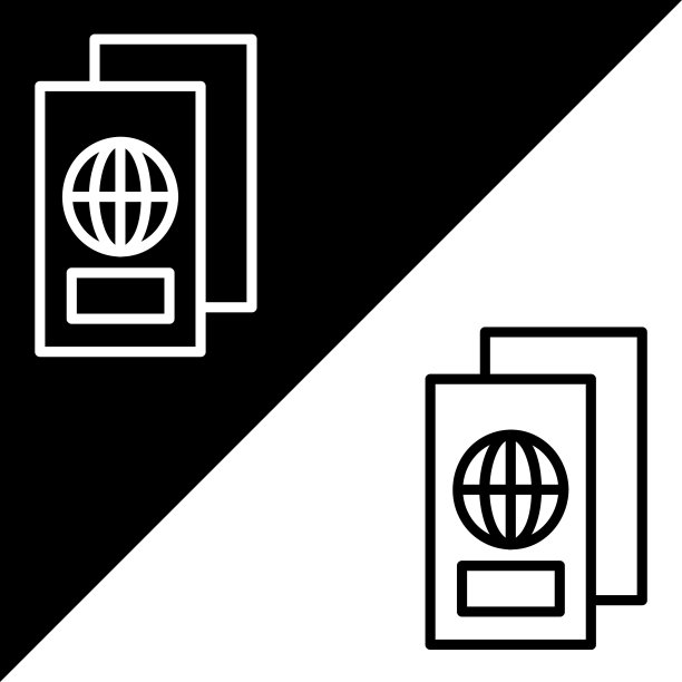 护照矢量图标轮廓样式，白色背景图片下载