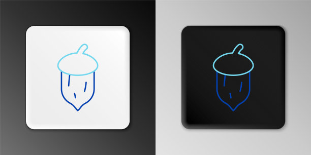 线橡子，橡树坚果，种子图标孤立在灰色背景。色彩缤纷的轮廓概念。向量图片下载