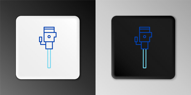 线建设手提钻图标孤立的灰色背景。色彩缤纷的轮廓概念。向量图片下载