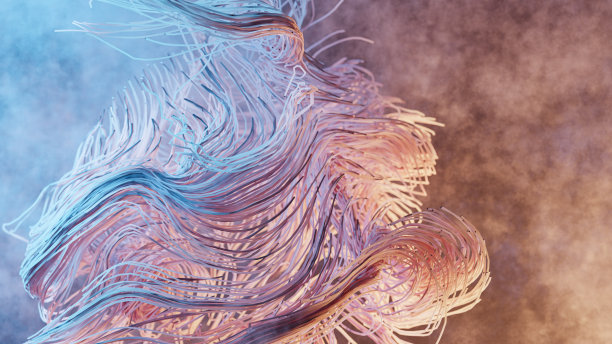 摘要三维扭曲线渲染。现代的背景设计，一个未来的形状插图图片下载