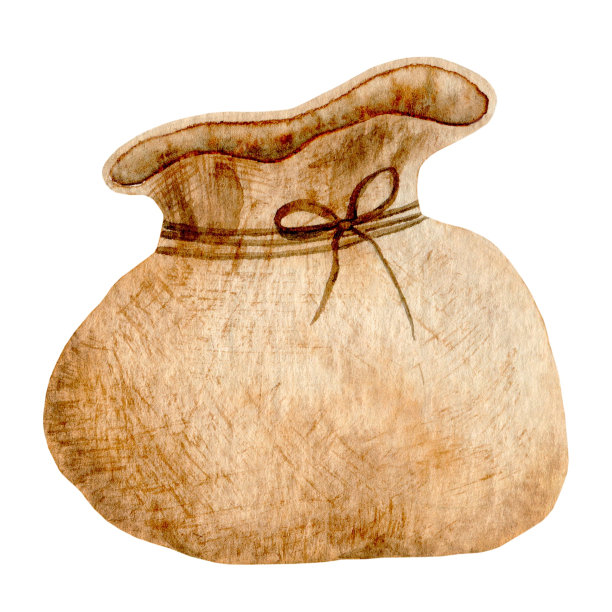 水彩圣诞麻袋礼盒。图片下载