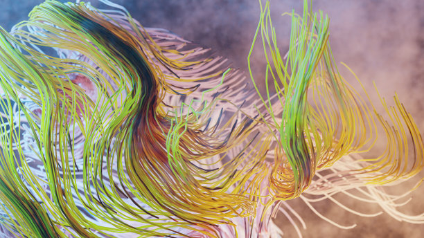 摘要三维扭曲线渲染。现代的背景设计，一个未来的形状插图图片下载