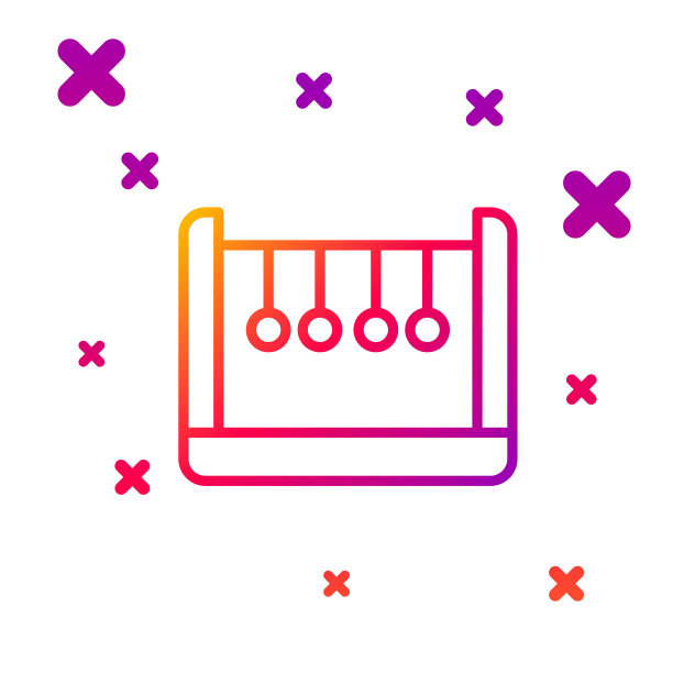 色线钟摆图标孤立在白色背景上。牛顿的摇篮。梯度随机动态形状。向量图片下载