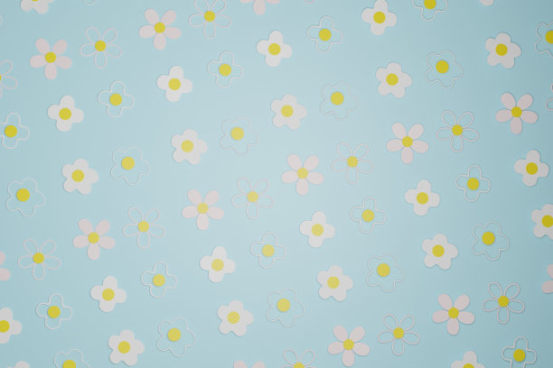 时髦的70年代嬉皮士背景。搞笑卡通花、彩虹、平安、爱心、雏菊图片下载