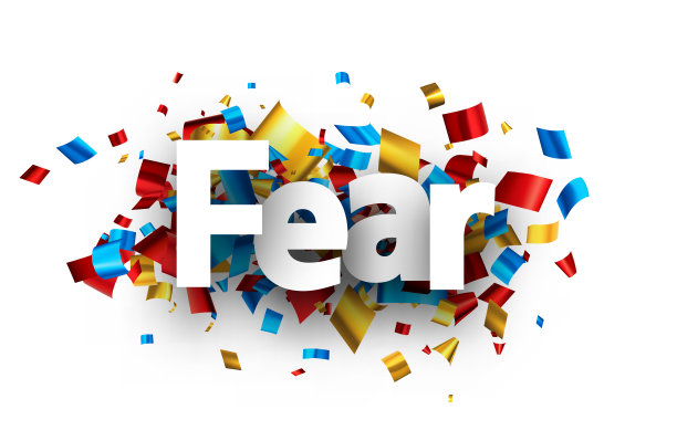 恐惧标志在箔纸上剪出彩带背景。图片下载