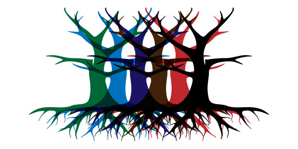 抽象的彩色树根在一个白色的背景。矢量设计元素。图片下载
