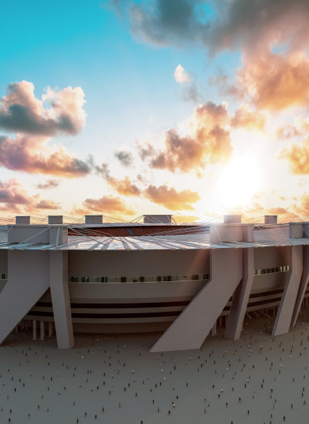 夕阳下的大体育场可举行各种体育活动图片下载