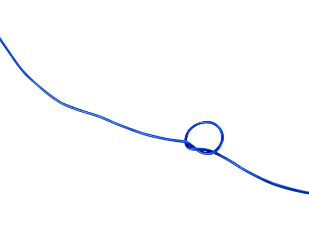 蓝绳与结孤立在白色背景与剪辑路径。用于牢固、安全、牢固地握住物体。图片下载