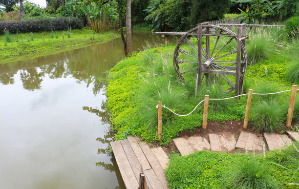 带水车的木梯滨水。图片下载
