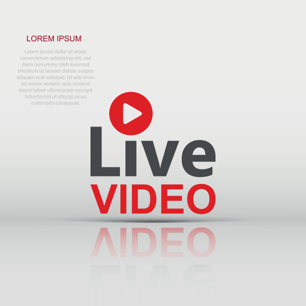 现场视频图标在平面风格。流媒体电视矢量插图在白色孤立的背景。广播经营理念。图片下载